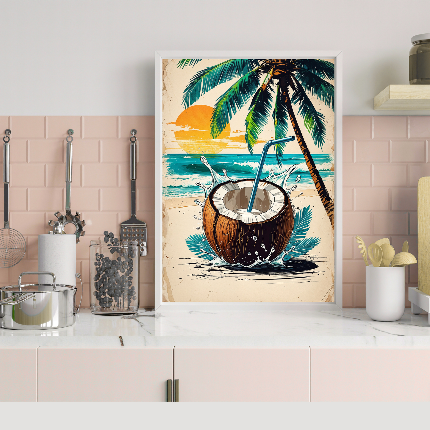 🖼️ Poster – Vintage Coconut Poster – Tropical Fruit Wall Art with Retro Style