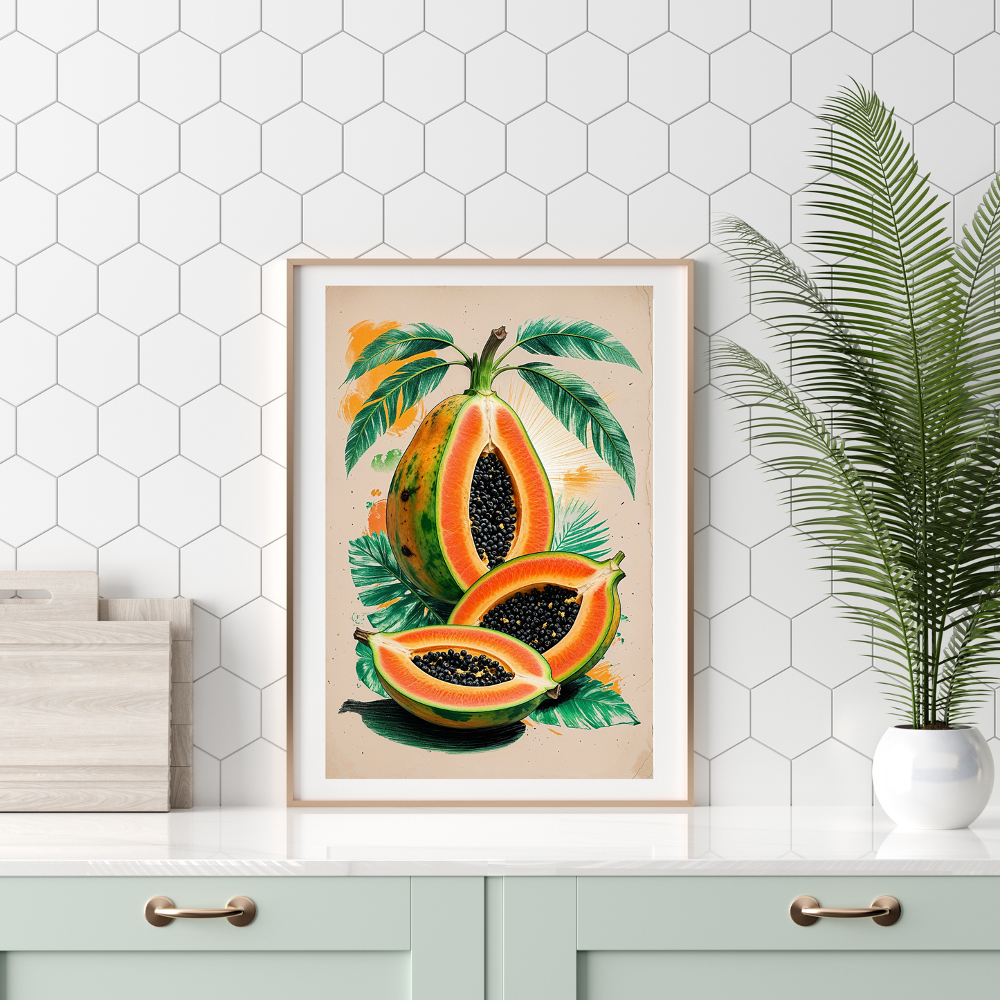 🖼️ Poster – Vintage Papaya Poster – Tropical Fruit Wall Art with Retro Style