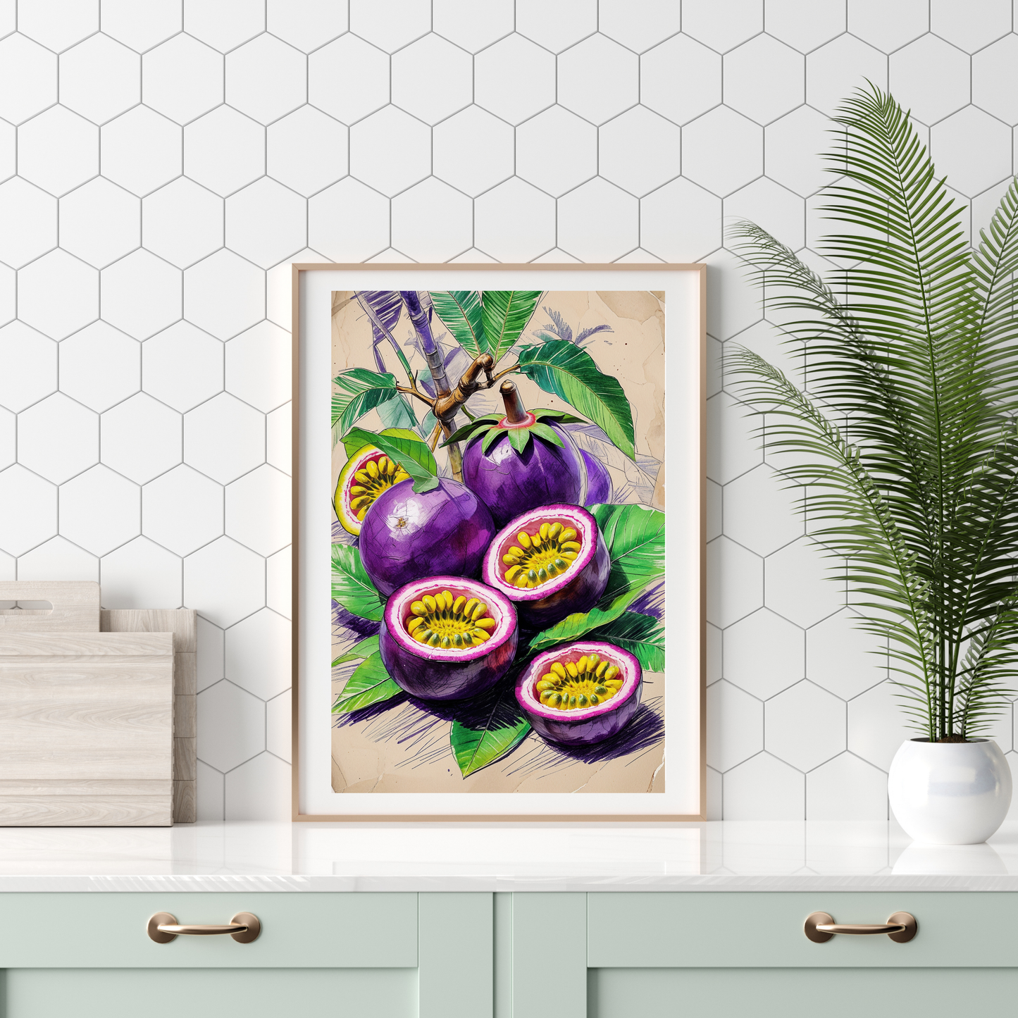 🖼️ Poster – Vintage Passion Fruit Poster – Tropical Fruit Wall Art with Retro Charm