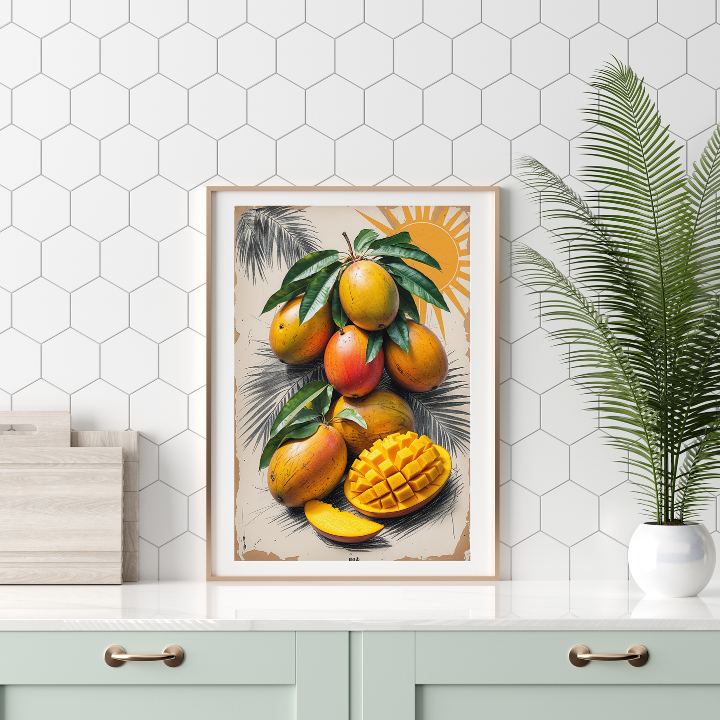 🖼️ Poster – Vintage Mango Poster – Tropical Fruit Wall Art in Retro Style