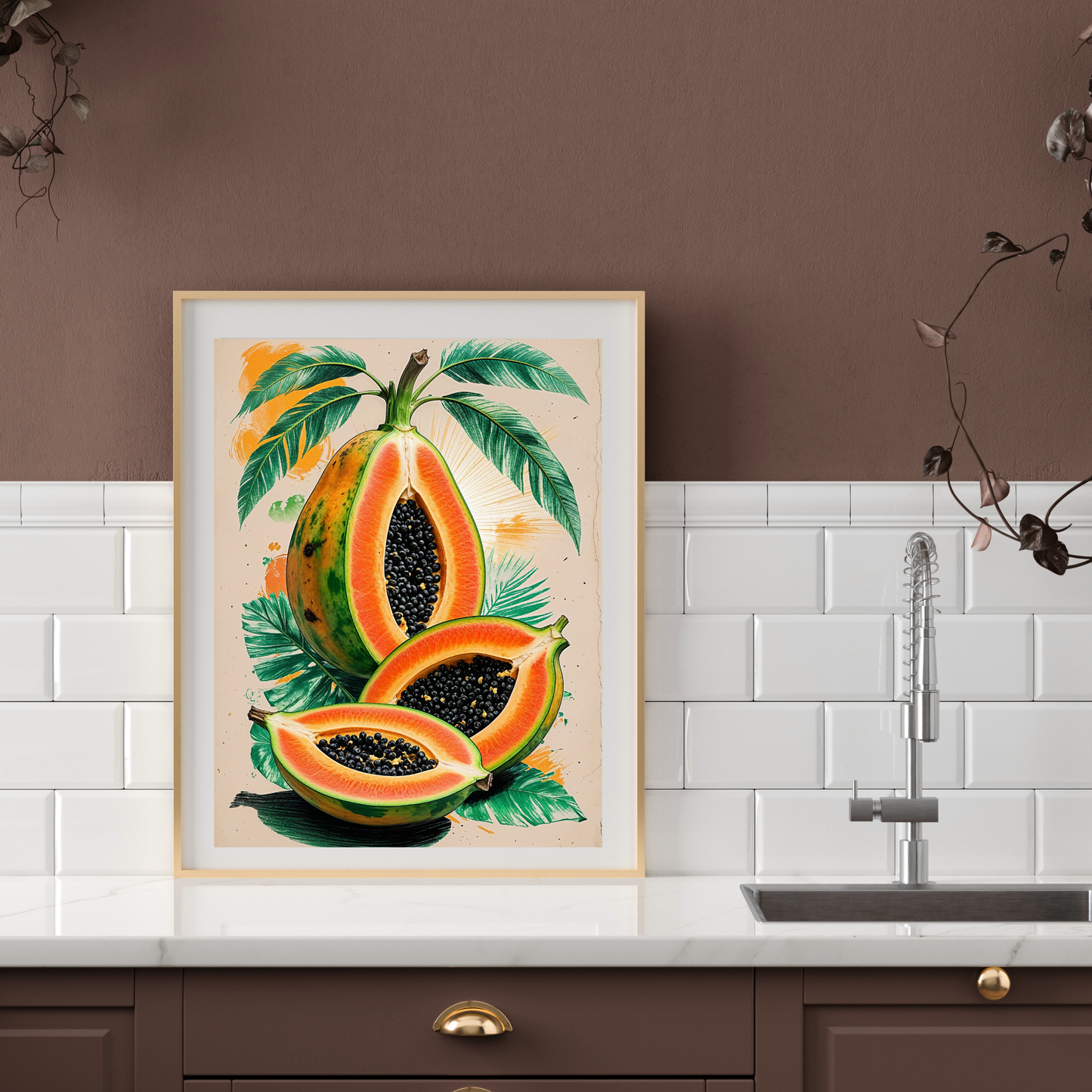 🖼️ Poster – Vintage Papaya Poster – Tropical Fruit Wall Art with Retro Style