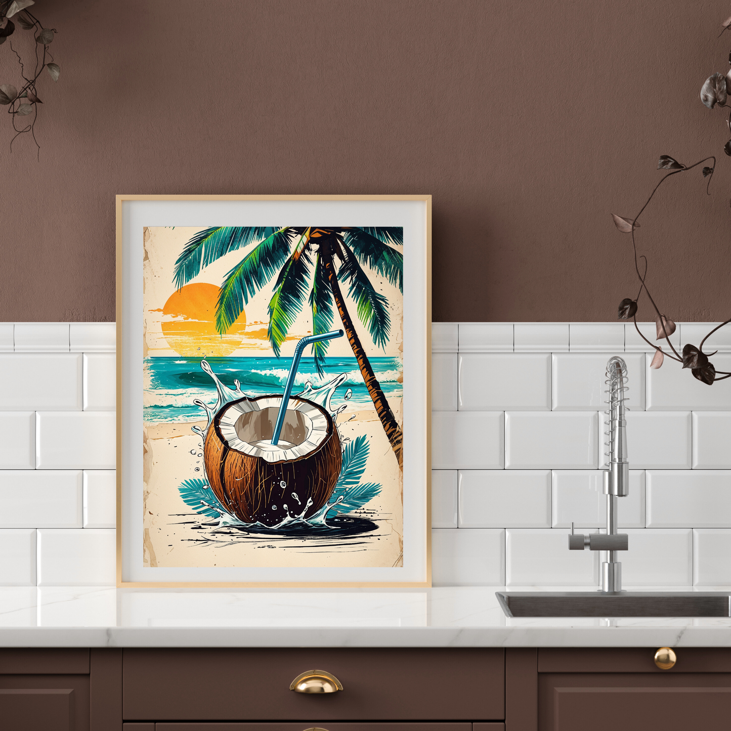 🖼️ Poster – Vintage Coconut Poster – Tropical Fruit Wall Art with Retro Style