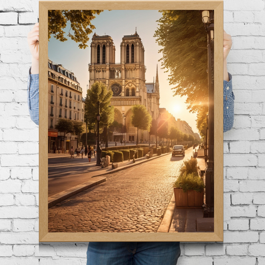 Retro Notre Dame Poster – Vintage Parisian Elegance for Your Walls 🏰✨