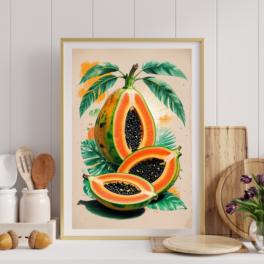 🖼️ Poster – Vintage Papaya Poster – Tropical Fruit Wall Art with Retro Style