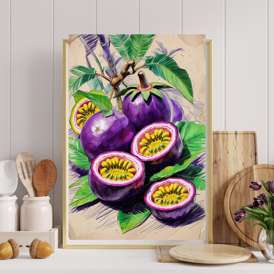 🖼️ Poster – Vintage Passion Fruit Poster – Tropical Fruit Wall Art with Retro Charm
