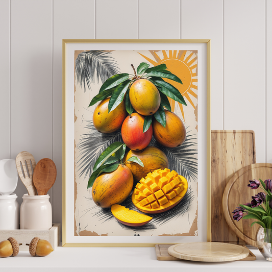 🖼️ Poster – Vintage Mango Poster – Tropical Fruit Wall Art in Retro Style