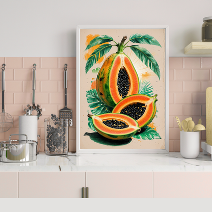 🖼️ Poster – Vintage Papaya Poster – Tropical Fruit Wall Art with Retro Style