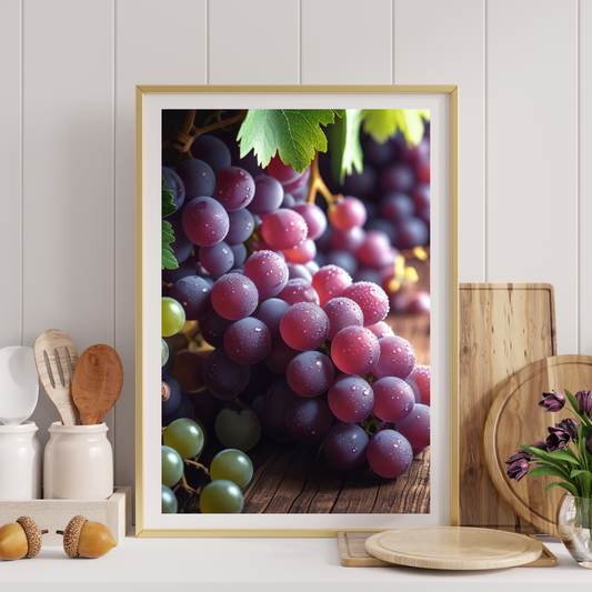 🍇 Grapes Poster – Elegant Grape Wall Art for Kitchen & Wine Decor