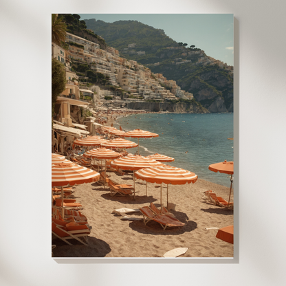 🇮🇹 Positano Poster – Orange Umbrella Dreams on the Amalfi Coast 🧡🌊