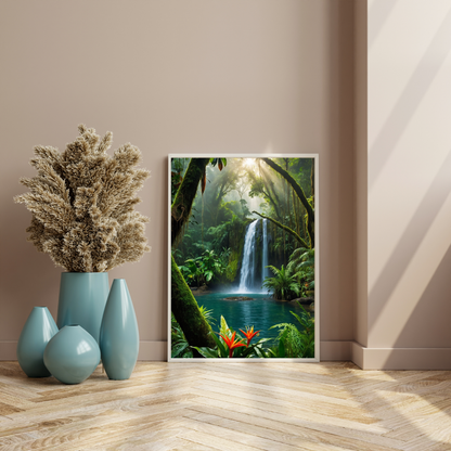 🌿 Costa Rica Jungle Poster – Tropical Rainforest Wall Art with Exotic Wildlife