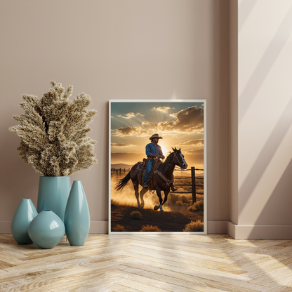 🏜️ Texas Cowboy Poster – Rustic Western Wall Art for Bold Interiors