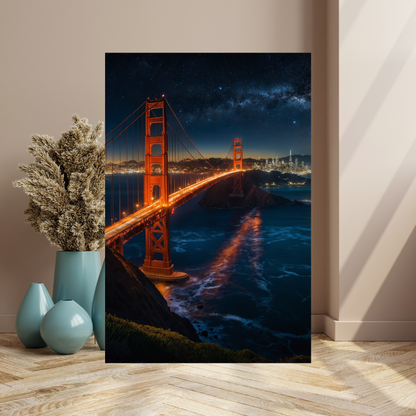 Experience the Majesty of San Francisco – The Golden Gate Bridge at Night for Your Walls 🌉✨
