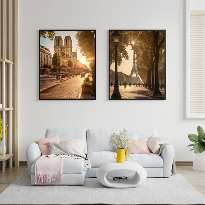 Paris Poster Set – Eiffel Tower & Notre Dame | Vintage French Wall Art 🗼🏰✨